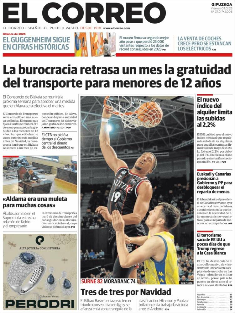 Portada de El Correo - Guipuzcoa (España)