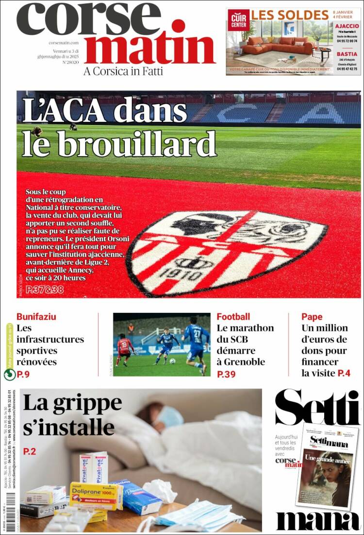 Portada de Corse-Matin (Francia)