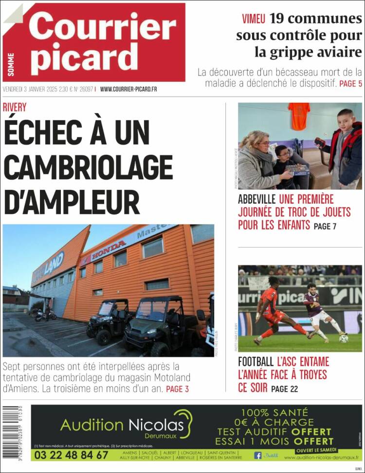 Portada de Courrier Picard (Francia)