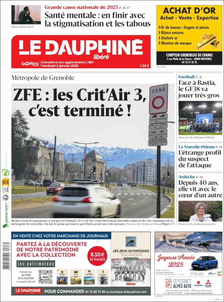 Portada de Le Dauphiné Libéré (Francia)