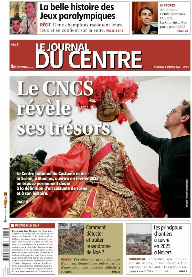 Portada de Le Journal du Centre (Francia)