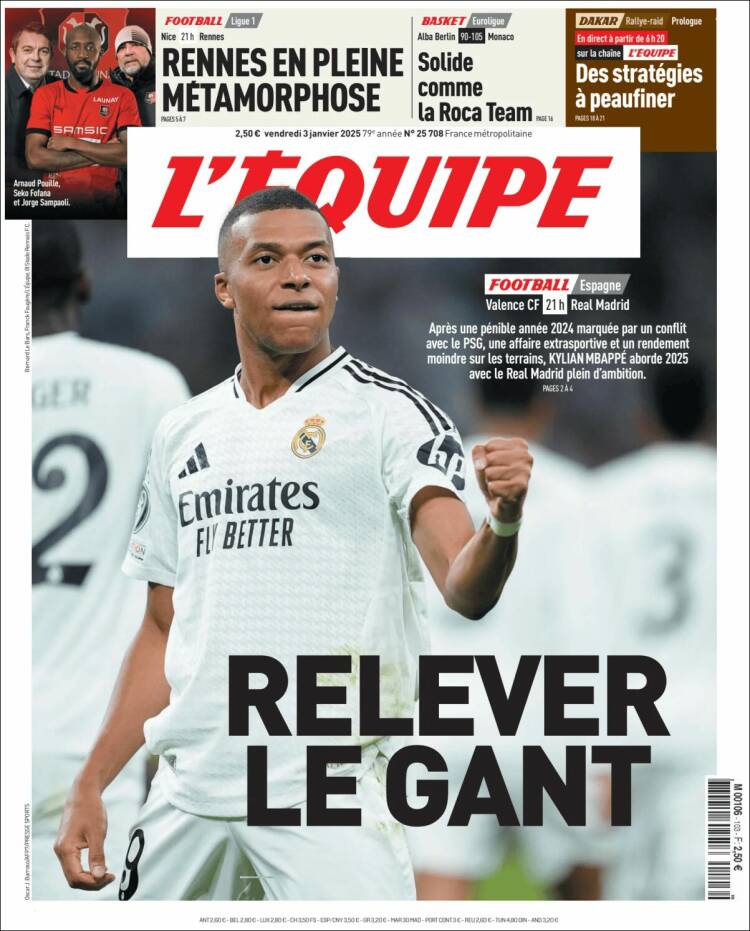 Portada de L'Equipe (Francia)