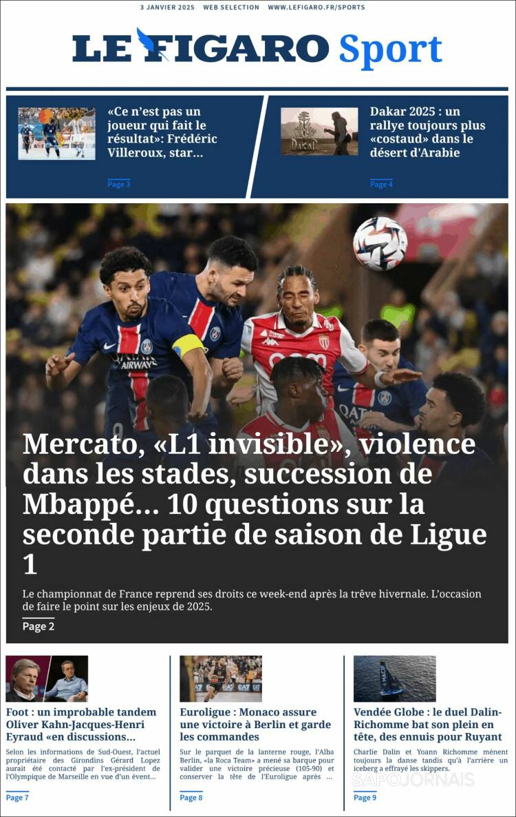 Portada de Le Figaro Sport (Francia)