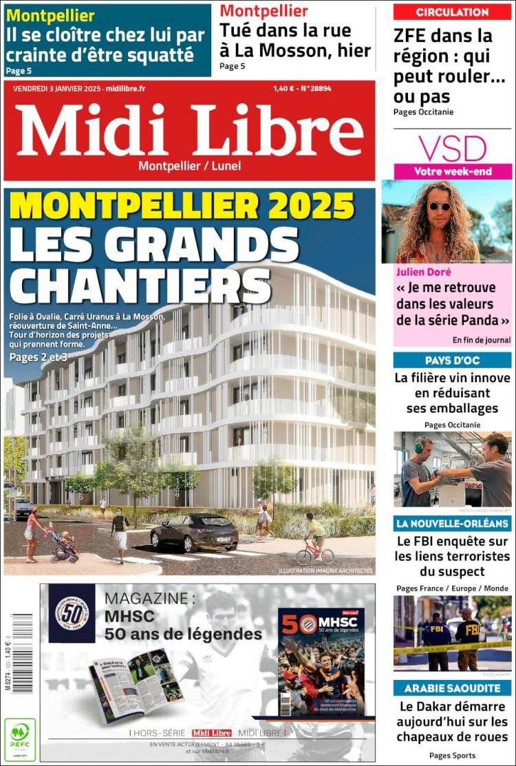 Portada de Midi Libre (Francia)