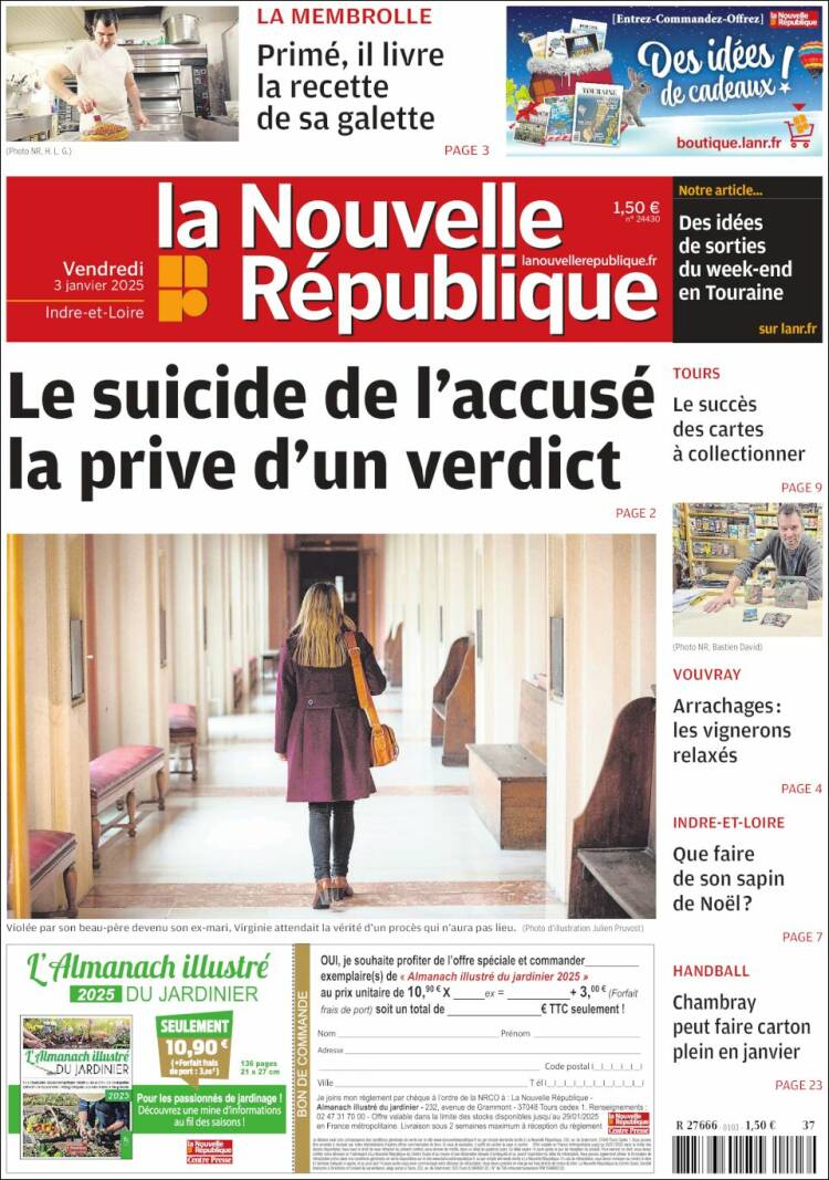 Portada de La Nouvelle Republique (Francia)