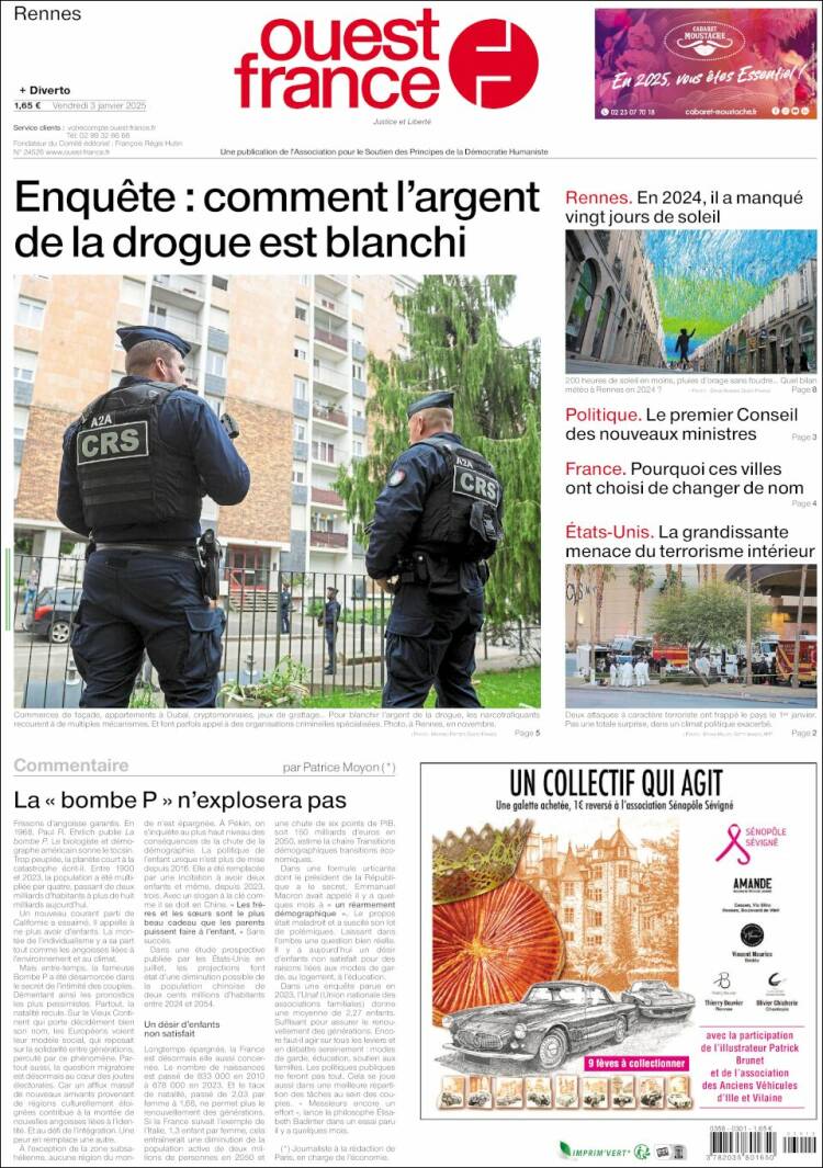 Portada de Ouest France (Francia)