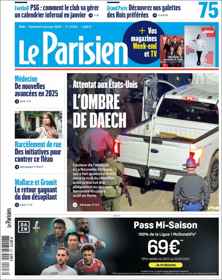 Portada de Le Parisien (Francia)
