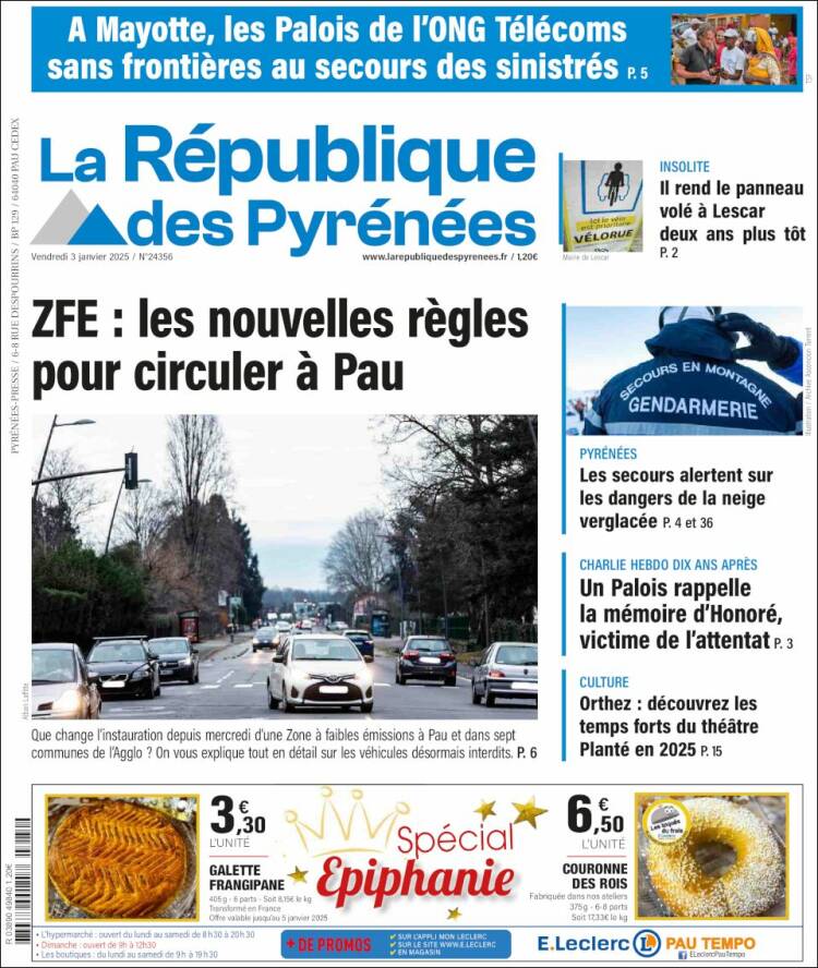 Portada de La République des Pyrénées (Francia)