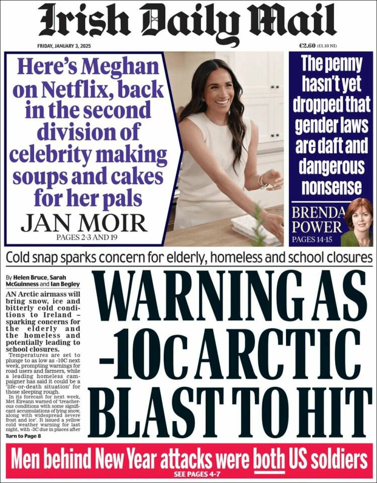 Portada de Irish Daily Mail (Irlanda)