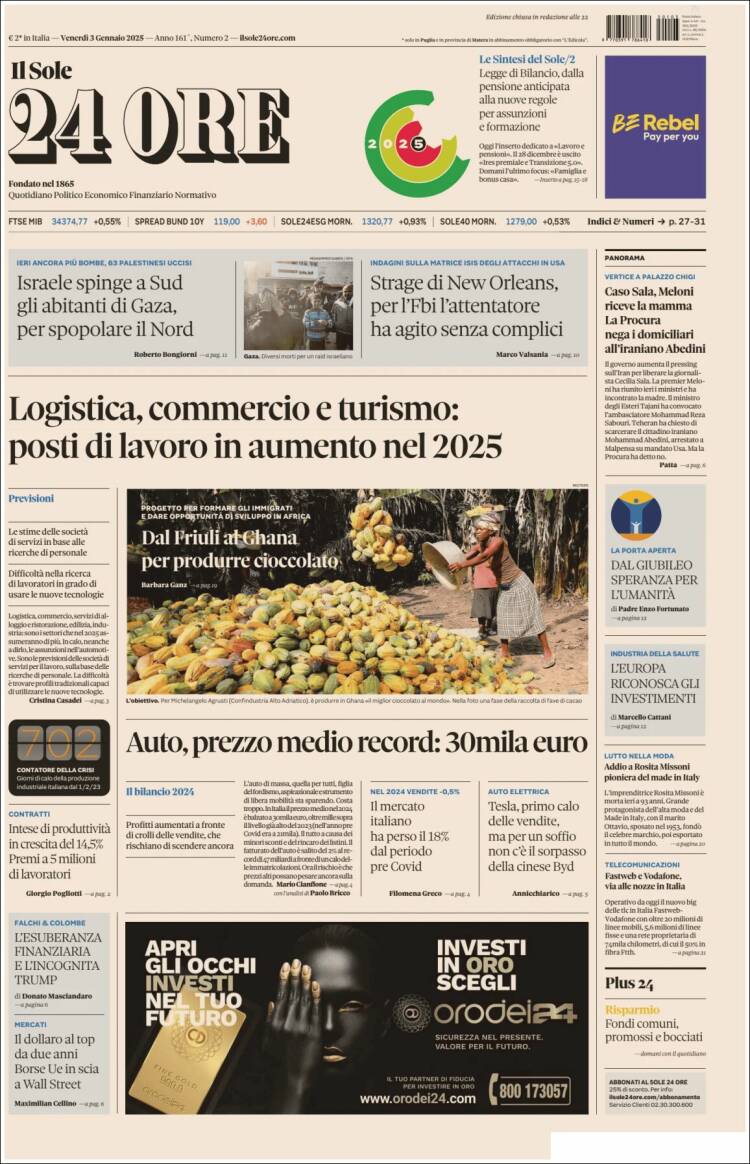 Portada de Il Sole 24 ORE (Italia)