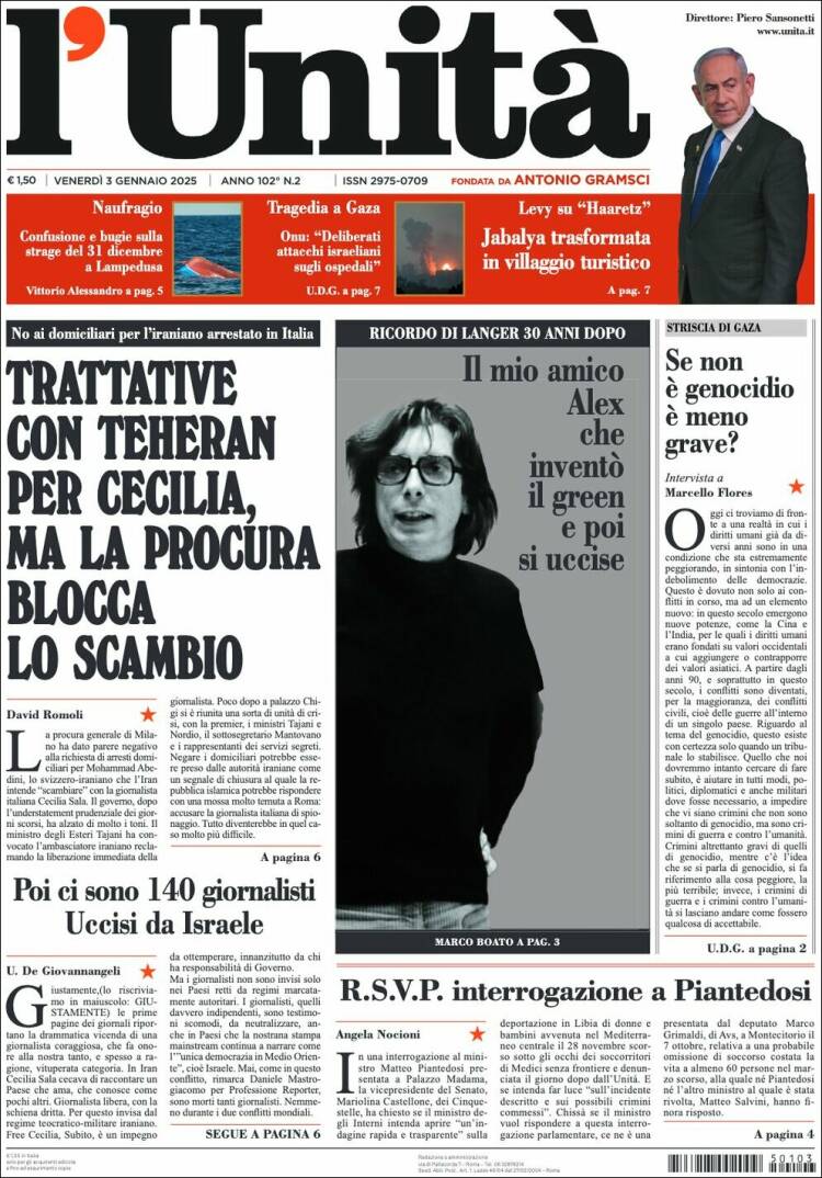Portada de l'Unità (Italia)