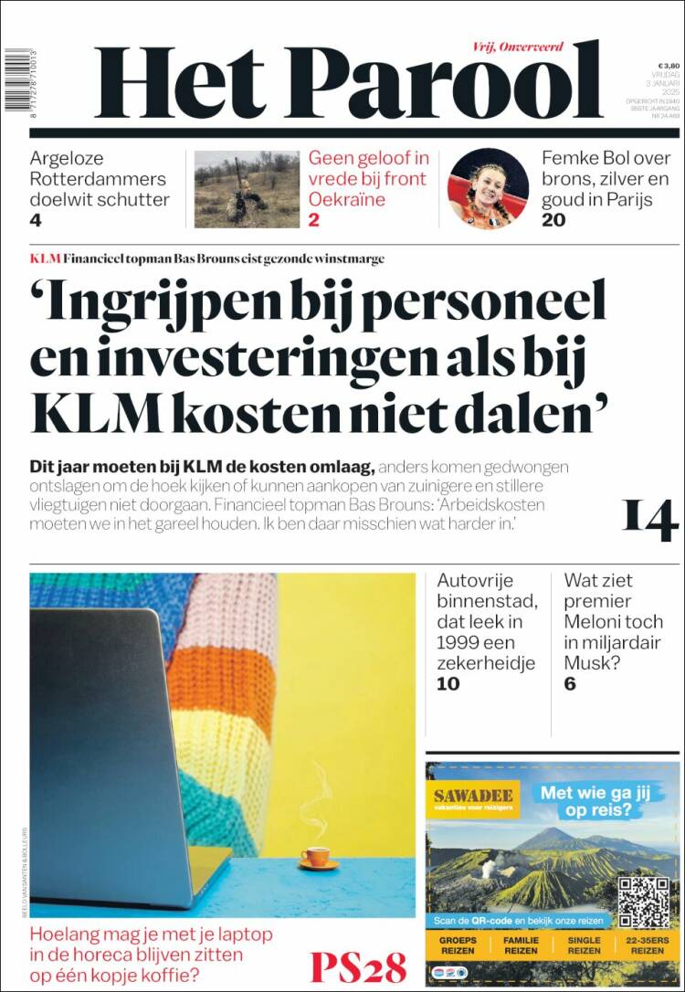 Portada de Het Parool (Pa&iacute;ses Bajos)