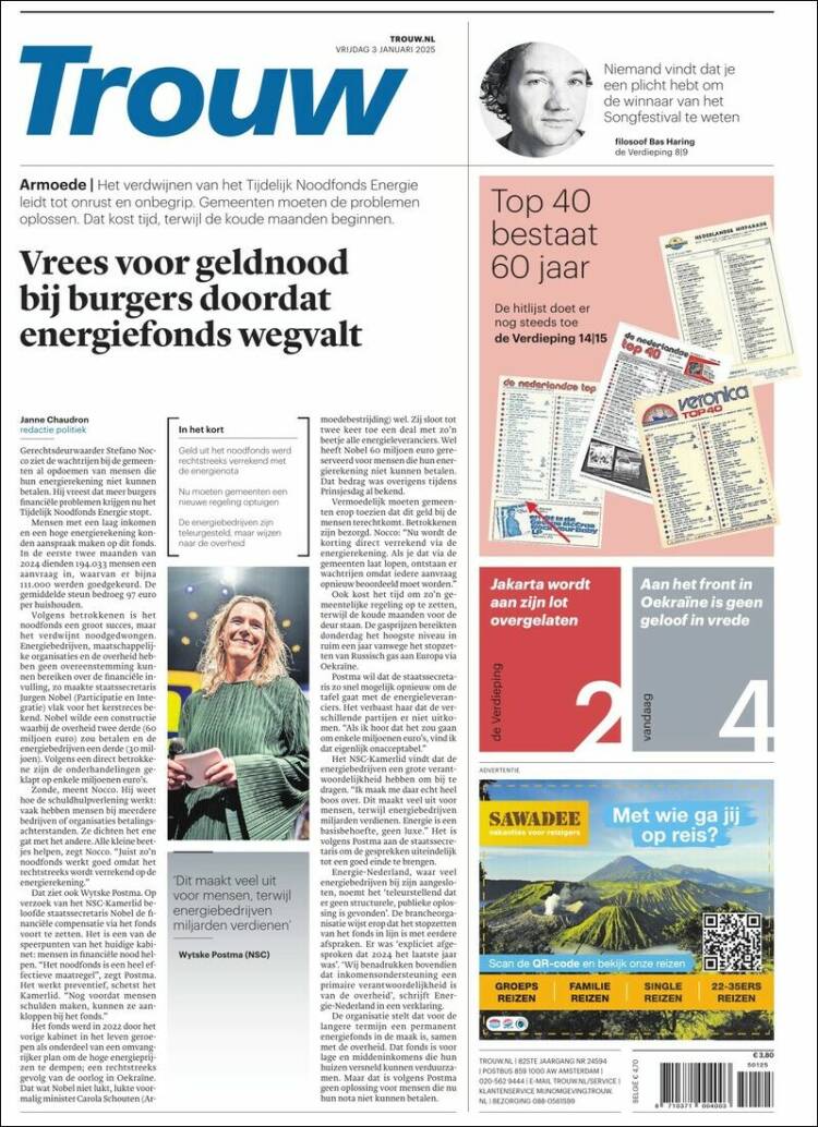Portada de Trouw (Pa&iacute;ses Bajos)