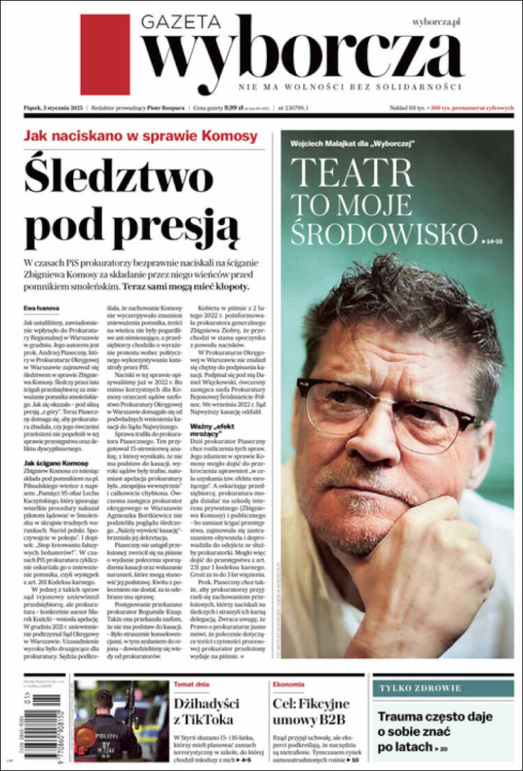 Portada de Gazeta Wyborcza (Polonia)
