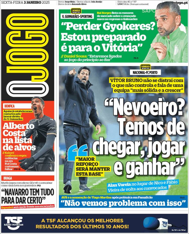 Portada de O Jogo (Portugal)