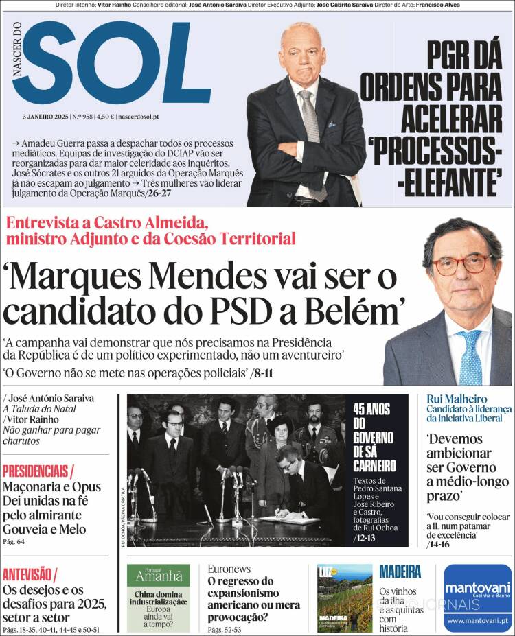 Portada de Jornal Sol (Portugal)