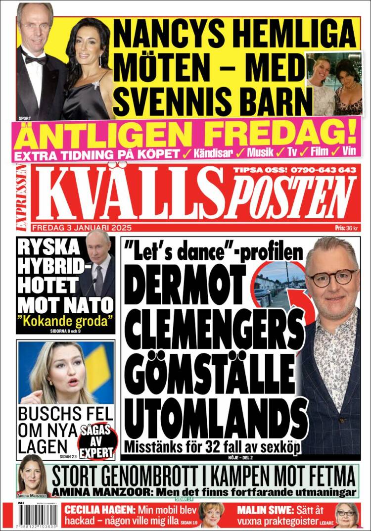 Portada de Kvällsposten (Suecia)