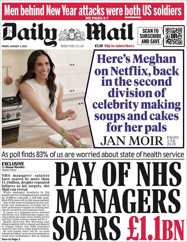 Portada de Daily Mail (Reino Unido)