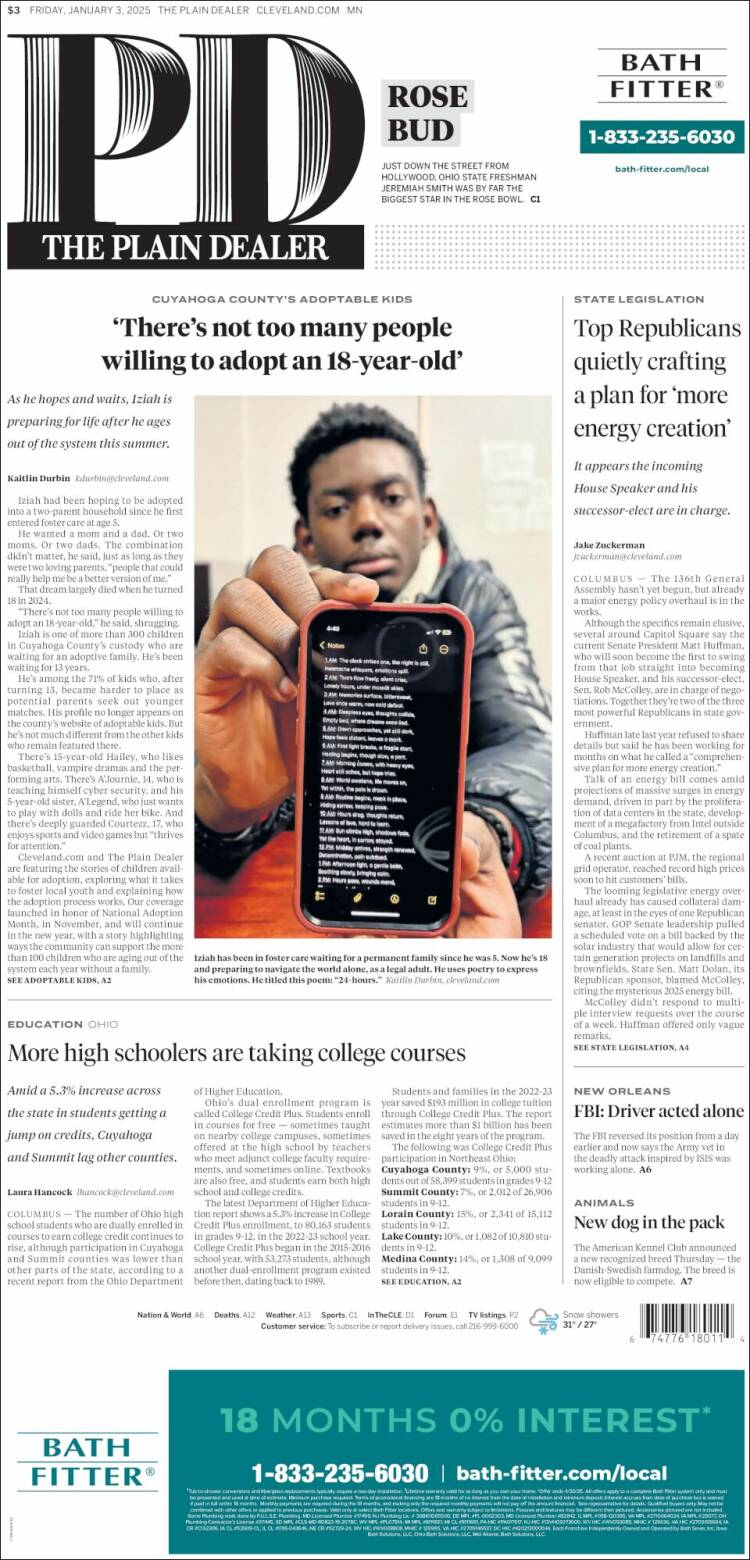 Portada de The Plain Dealer (USA)
