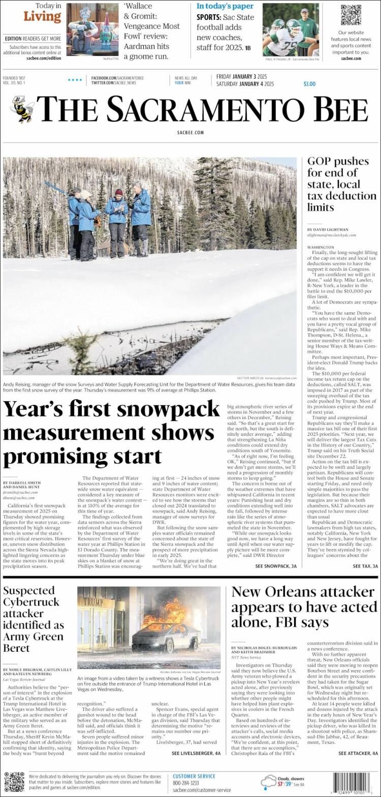 Portada de The Sacramento Bee (USA)