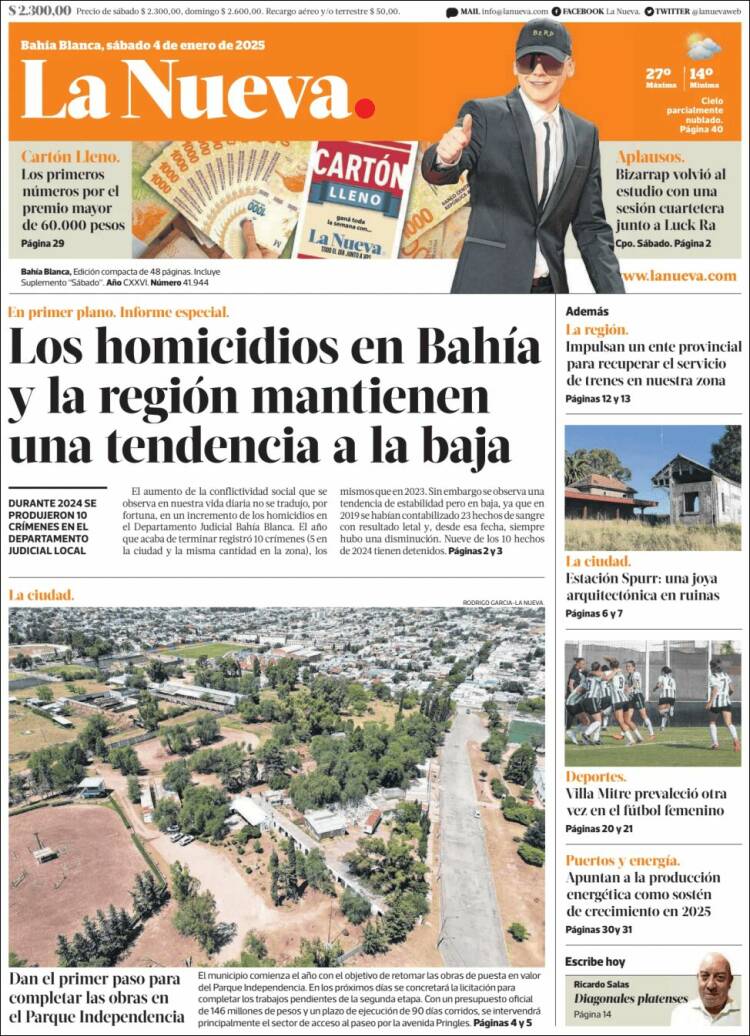 Portada de La Nueva Provincia (Argentina)