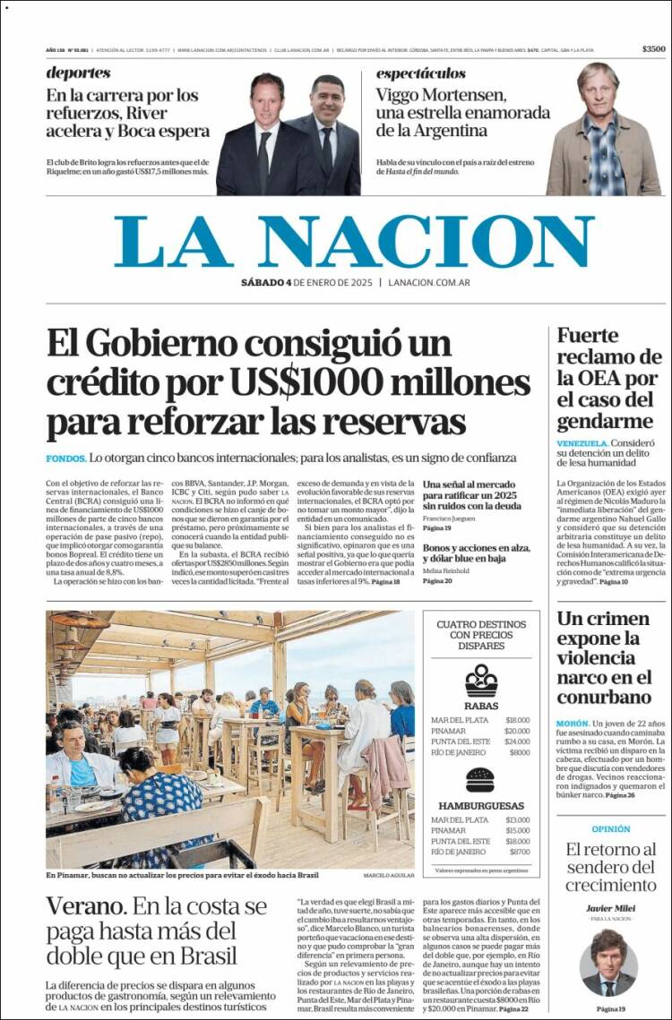 Portada de La Nación (Argentina)