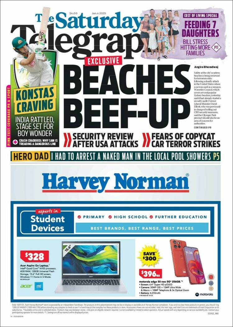 Portada de The Daily Telegraph (Australia)