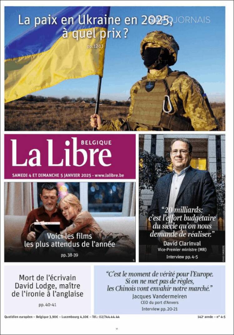 Portada de La Libre.be (B&eacute;lgica)