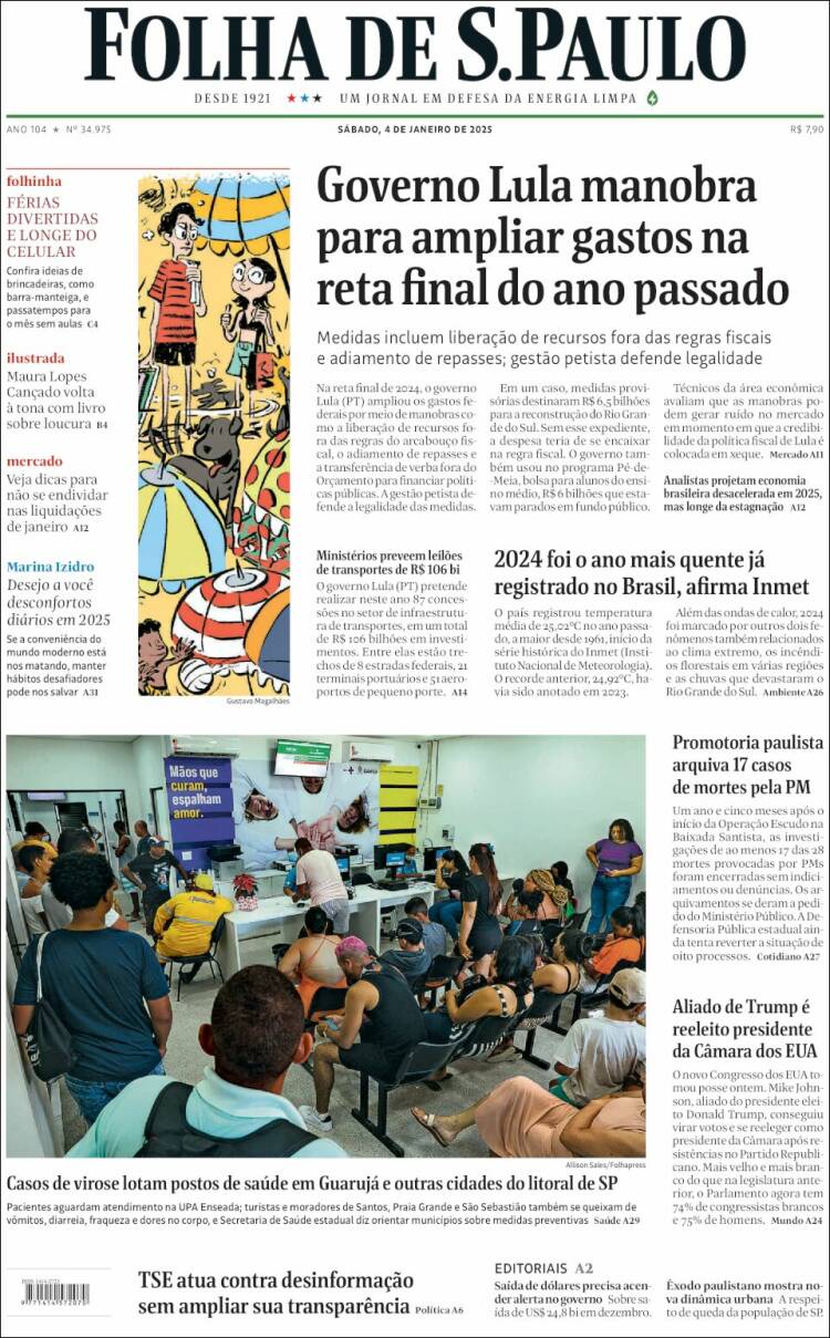 Portada de Folha de São Paulo (Brasil)