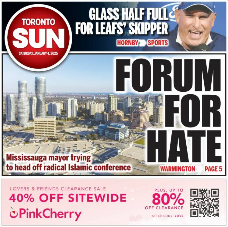 Portada de The Toronto Sun (Canadá)