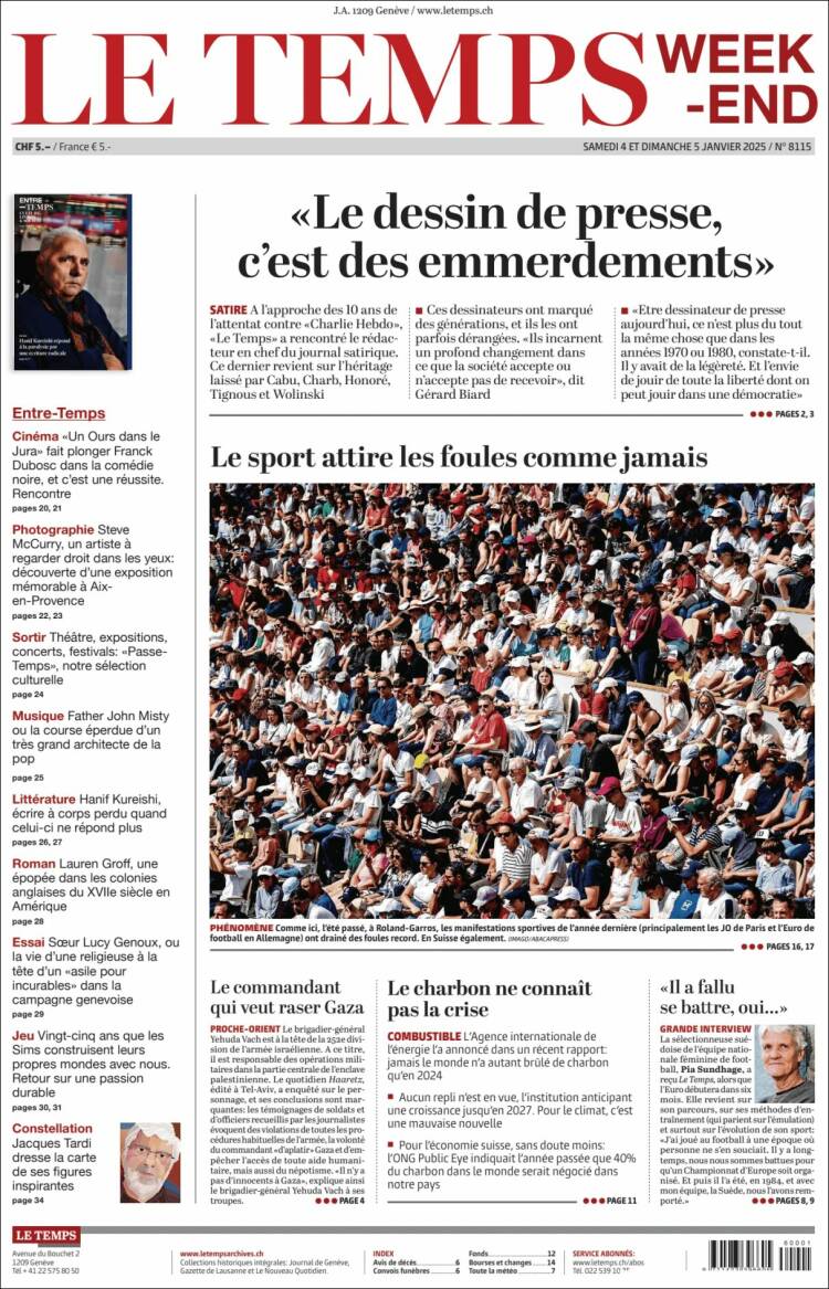 Portada de Le Matin (Suiza)