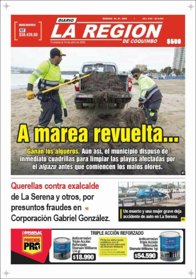 Portada de Diario La Región de Coquimbo (Chile)