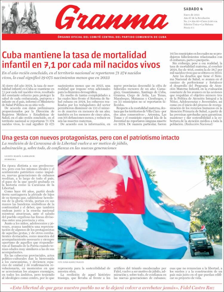Portada de Granma (Cuba)