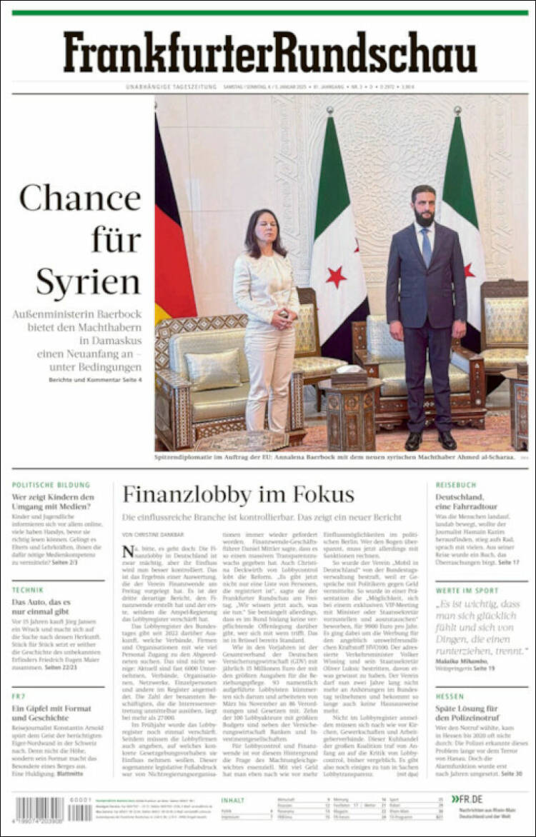 Portada de Frankfurter Rundschau (Alemania)