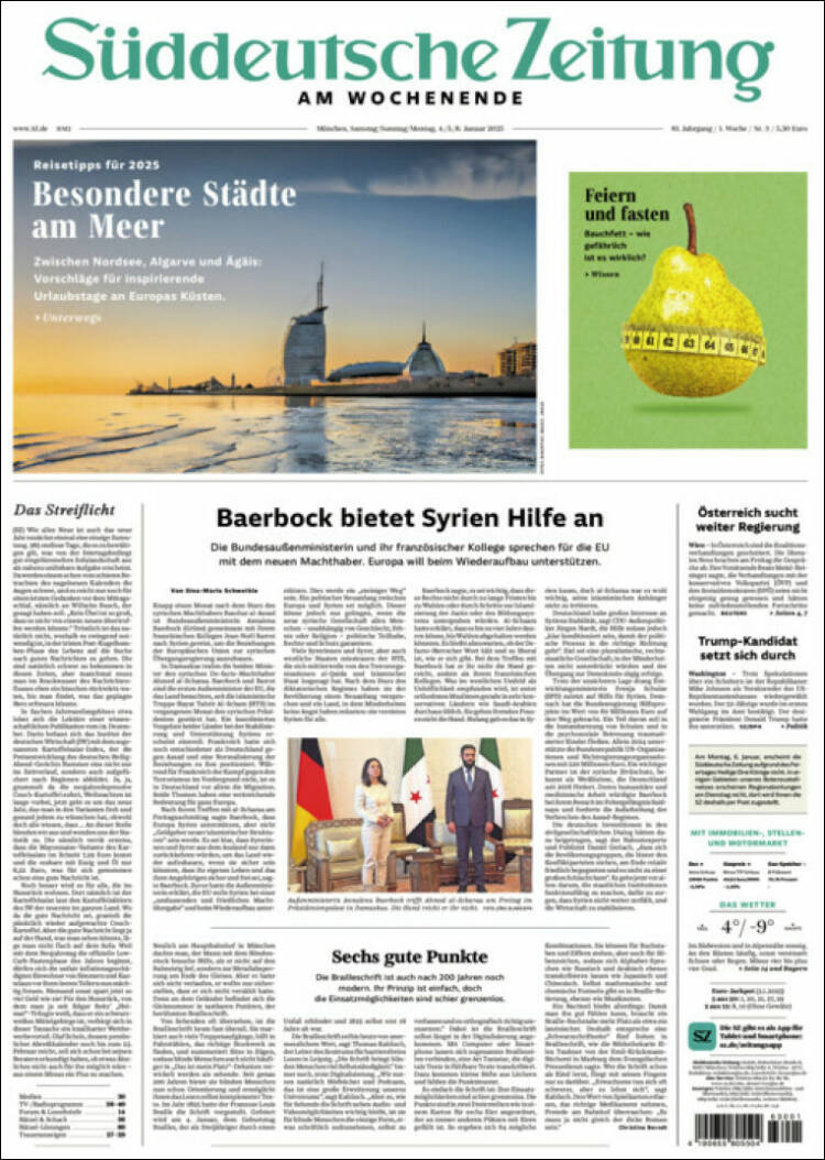 Portada de Sueddeutsche (Alemania)