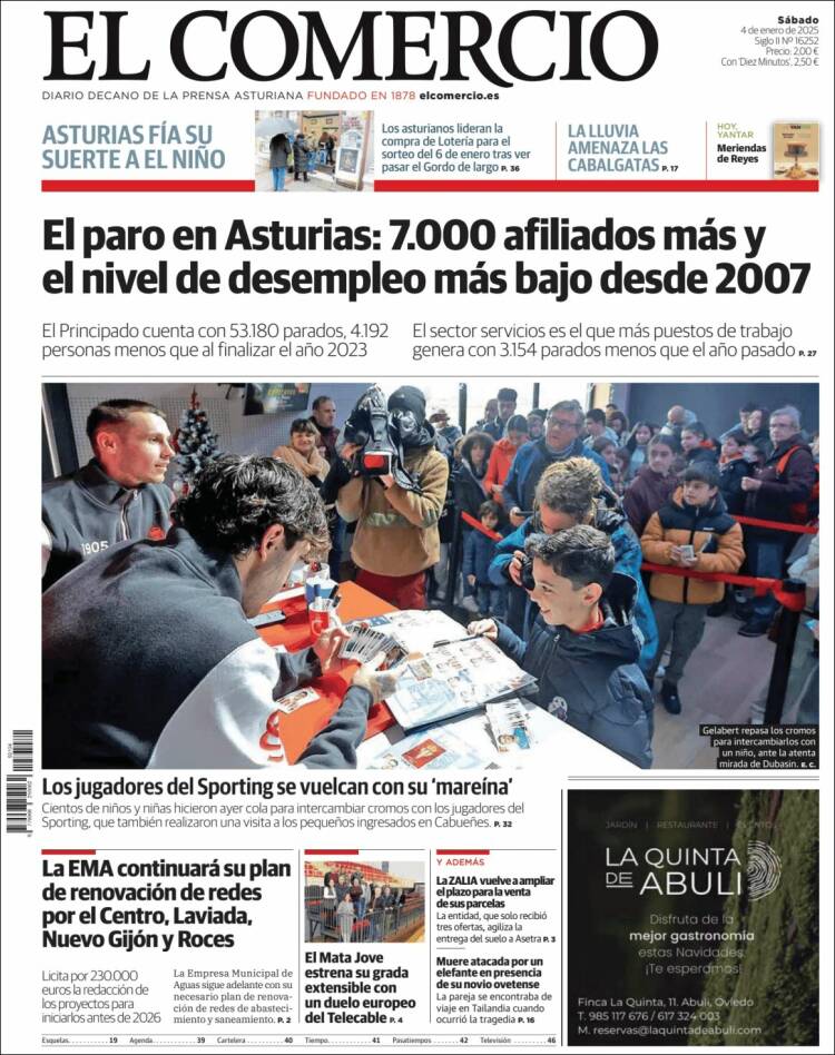 Portada de El Comercio - Gijón (España)