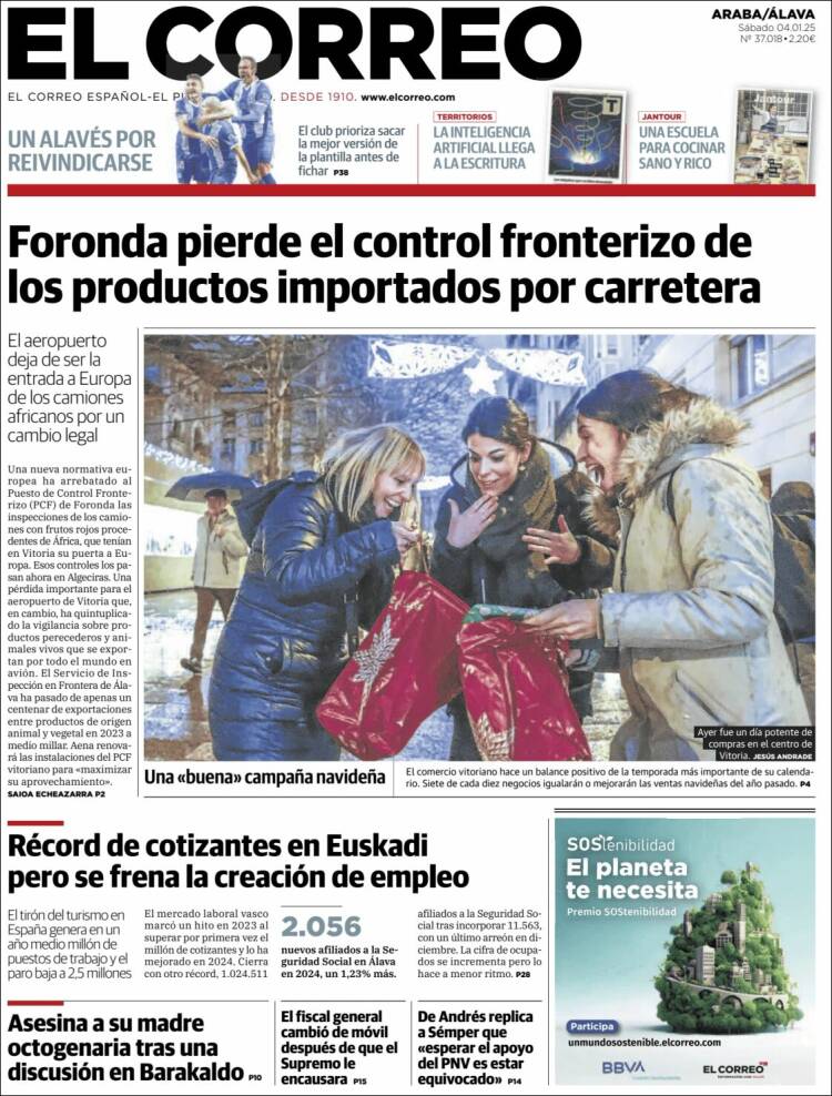 Portada de El Correo - Álava (España)