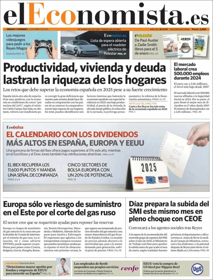 Portada de El Economista (España)