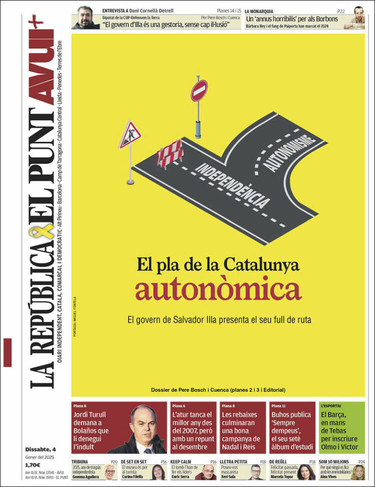 Portada de El Punt Avui (España)