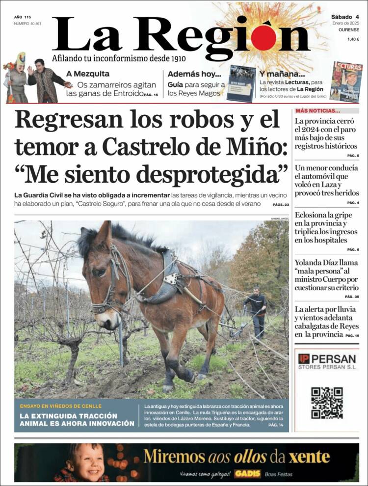 Portada de La Región de Ourense (España)