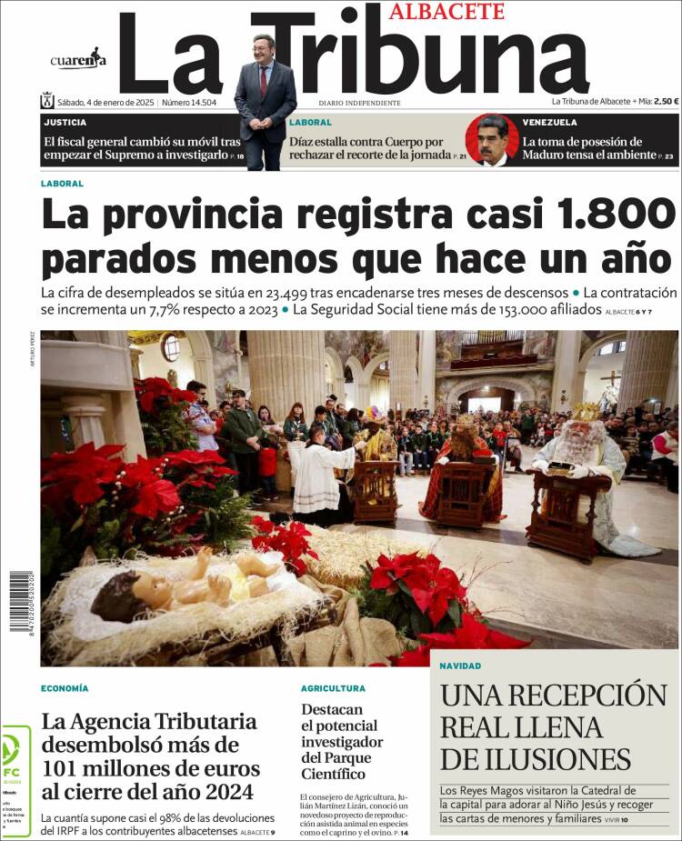 Portada de La Tribuna de Albacete (España)