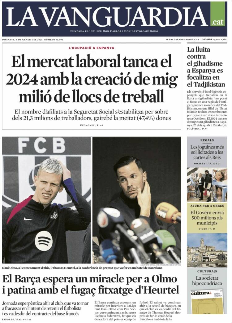 Portada de La Vanguardia (España)