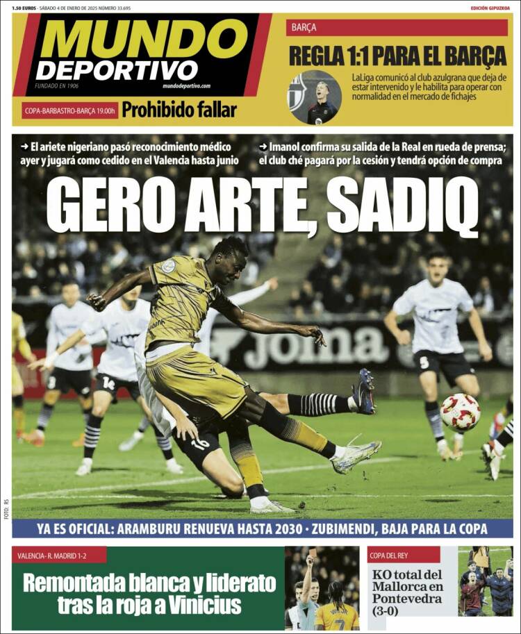 Portada de Mundo Deportivo Gipuzkoa (España)