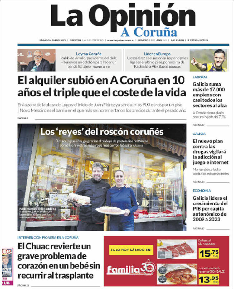 Portada de La Opinión de A Coruña (España)