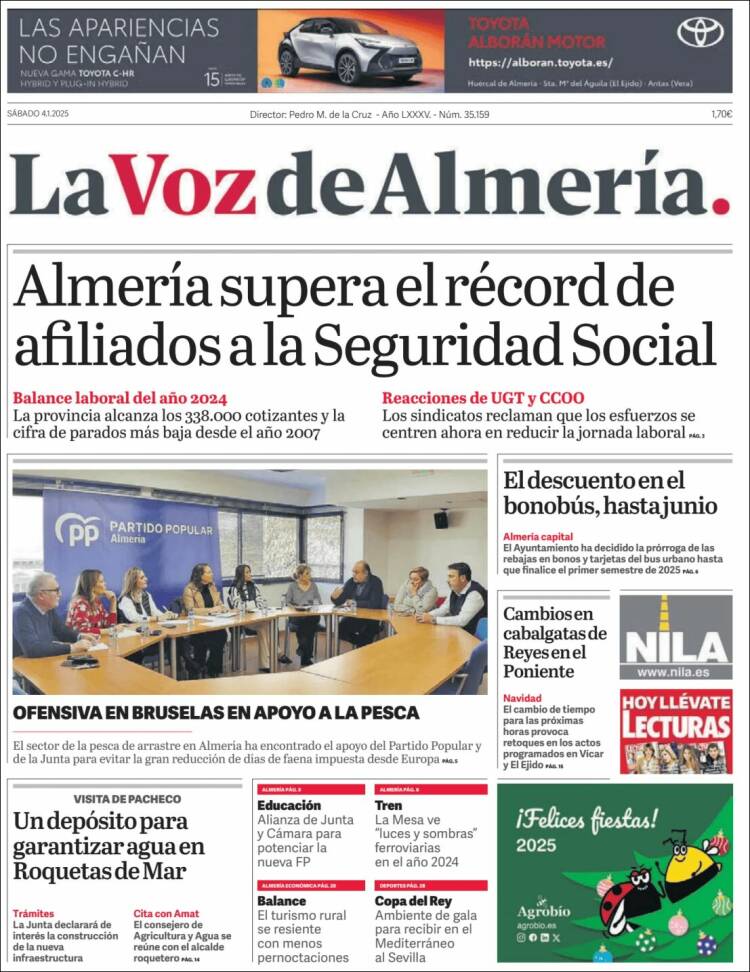 Portada de La Voz de Almería (España)