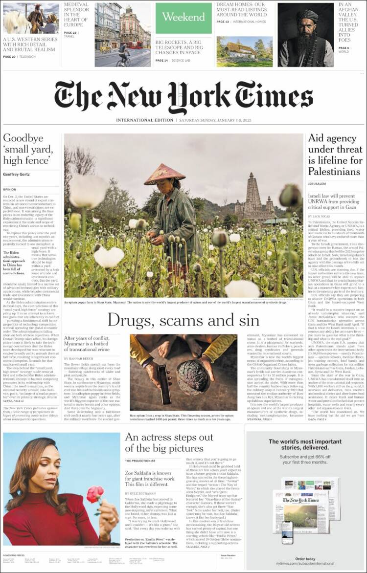 Portada de International New York Times (Europa)