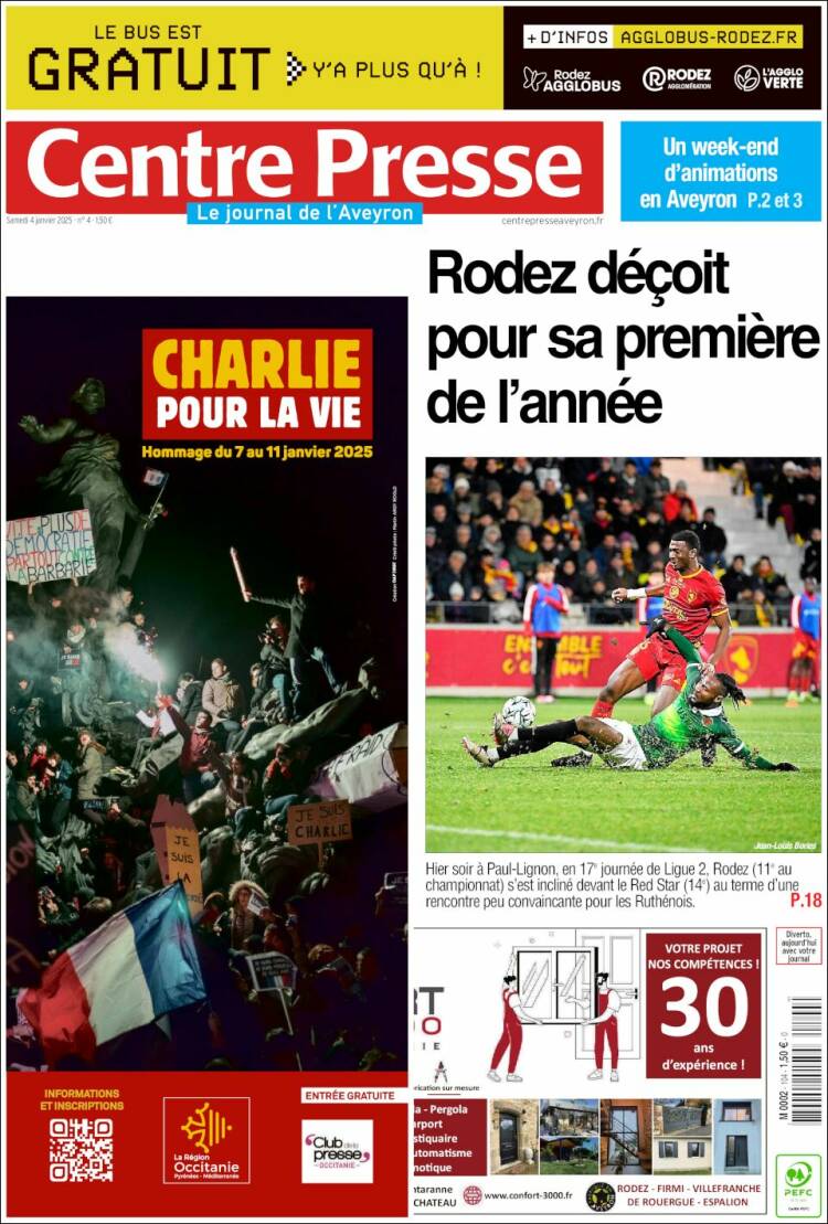 Portada de Centre Presse (Francia)