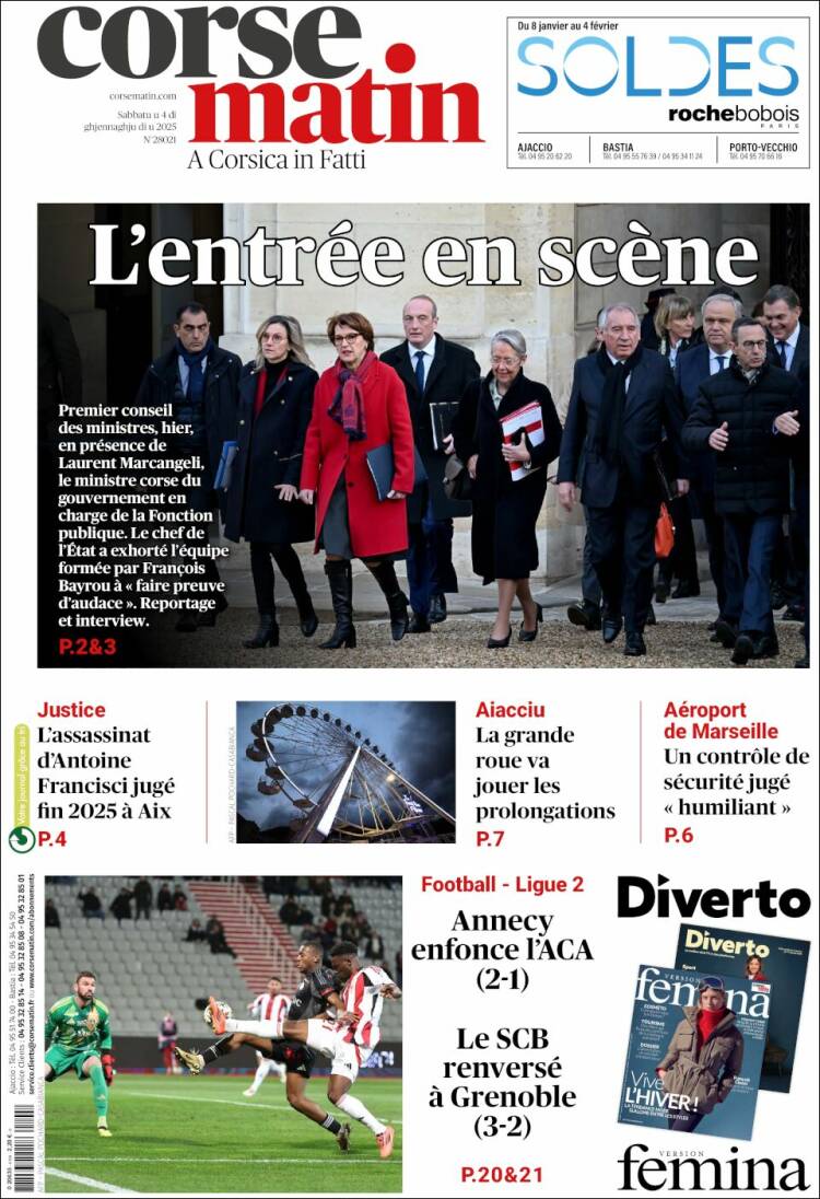 Portada de Corse-Matin (Francia)