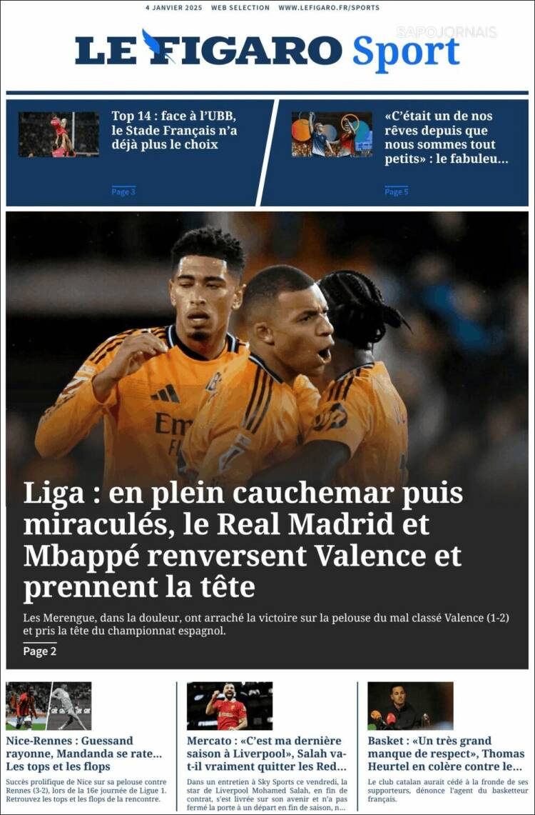 Portada de Le Figaro Sport (Francia)