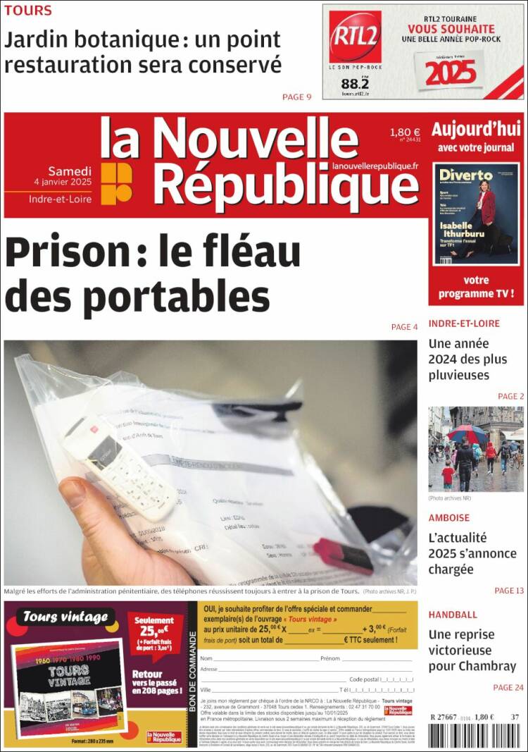 Portada de La Nouvelle Republique (Francia)